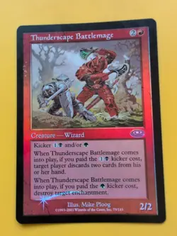 Thunderscape Battlemage. Wizard MTG Card. Planeshift.OLD VINTAGE FOIL - Image 1