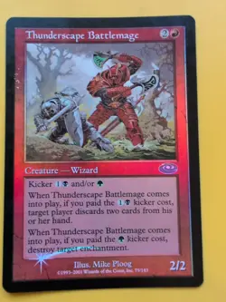 Thunderscape Battlemage. Wizard MTG Card. Planeshift.OLD VINTAGE FOIL - Image 2