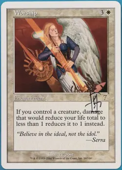 Worship 7th Edition NM White Rare SIGNED MAGIC MTG CARD (ID# 419023) ABUGames - Image 1