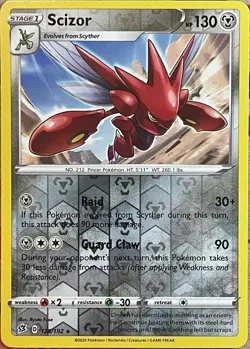 Scizor Reverse Holo Rare - 128/192 - Rebel Clash Pokemon 2020 - Image 1
