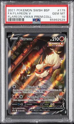 2021 POKEMON SWSH BLACK STAR PROMO #179 FULL ART/FLAREON V PSA 10 - Image 1