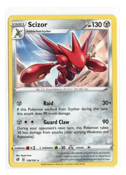 Pokemon Scizor 128/192 Rebel Clash Rare NM 2020 Sword & Shield English - Image 1