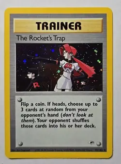 The Rocket’s Trap Holo Rare 1st Edition 19/132 Gym Heroes WOTC Pokemon NM - Image 1