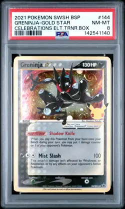 2021 POKEMON SWSH BLACK STAR PROMO #144 GRENINJA-GOLD STAR PSA 8 - Image 1