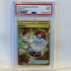 2023 POKEMON MEW EN-151 #206 ITEM SWITCH HYPER RARE PSA 9 - Image 1