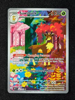 2024 Pokemon SAWSBUCK 166/162 Temporal Forces Illustration Rare Holo English - Image 1