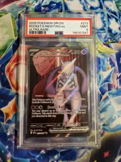 Pokemon 2025 DRI EN Team Rockets Mewtwo EX 213/182 Ultra Rare PSA 9 - Image 1