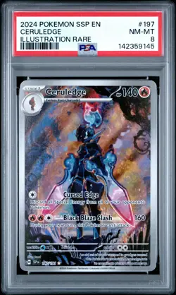 PSA 8 Ceruledge Illustration Rare #197 2024 Pokemon Surging Sparks - Image 1