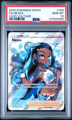 2020 POKEMON SWORD & SHIELD VIVID VOLTAGE #183 FULL ART/NESSA PSA 10 - Image 1