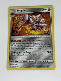 Pokemon TCG Solgaleo 142/236 Holo Rare SM Cosmic Eclipse NM - Image 1