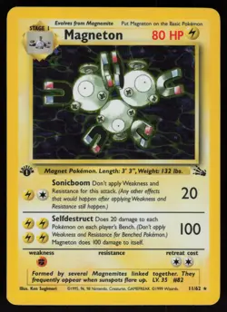 Magneton 11/62 Rare Fossil Holo 1st Edition Pokemon - Image 1