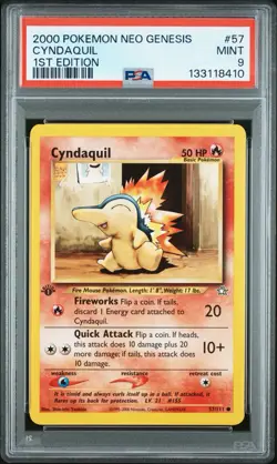 2000 POKEMON 1st Edition Neo Genesis CYNDAQUIL #57 PSA 9 MINT - Image 1