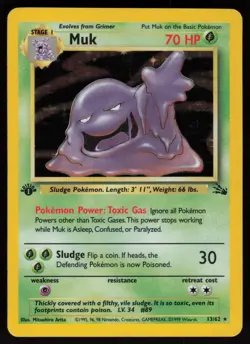 Muk 13/62 Rare Fossil Holo 1st Edition Pokemon - Image 1