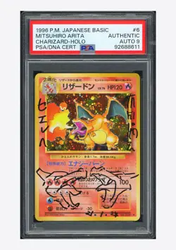 Pokemon PSA AUTH AUTO 9 Charizard Holo Mitsuhiro Arita 1996 #006 Basic Japanese - Image 1