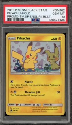 Pokemon Pikachu Team Up Blister Pk. Black Star Holo Promo SM162 PSA 10 Gem Mint - Image 1