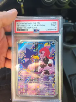 Pokemon TCG Team Rockets Murkrow Illustration Card 200/182 DRI Graded PSA 9 - Image 1