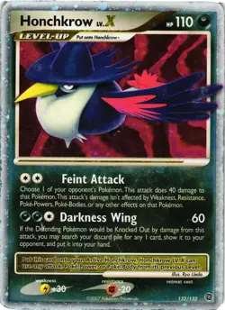 Pokemon TCG Honchkrow LV.X Holo Rare Card Secret Wonders 132/132 DMG - Image 1