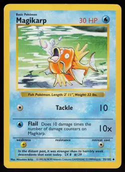 Magikarp 35/102 Uncommon Base Set Shadowless Pokemon - Image 1