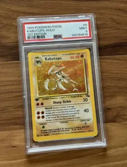 Pokemon Fossil First Edition Holo Kabutops PSA 9 Mint - Image 1