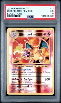 2016 POKEMON XY EVOLUTIONS #11 CHARIZARD-REVERSE FOIL PSA 5 - Image 1