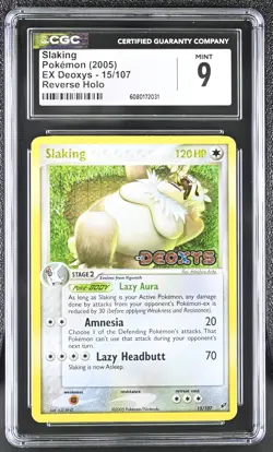 CGC 9 MINT Slaking 2005 EX Deoxys 15/107 Reverse Holo Stamped Pokemon Card - Image 1
