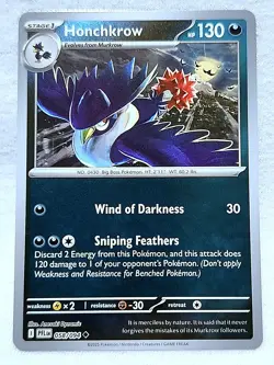 Honchkrow 058/094 Reverse Holo Uncommon Phantasmal Flames Pokemon - Image 1