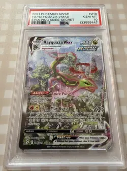 Pokemon 2021 Rayquaza VMAX 218/203 Alt Art Evolving Skies GEM MINT PSA 10 - Image 1