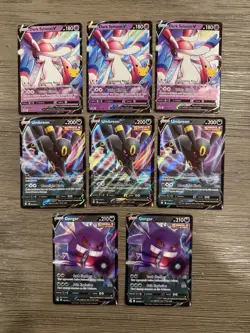 Pokemon TCG Full Art V Lot Of 8 Dark Sylveon Promo Umbreon Gengar NM - Image 1