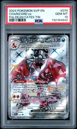 [PSA 10] Charizard ex Paldean Fates Tin Promo #074 Pokemon - Image 1