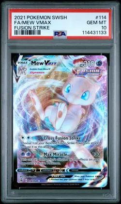 2021 POKEMON SWORD & SHIELD FUSION STRIKE #114 FULL ART/MEW VMAX PSA 10 - Image 1