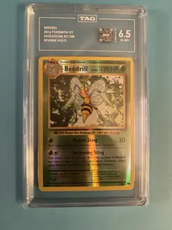 Pokemon Beedrill 7/108 Reverse Holo Rare 2016 XY Evolutions TAG 6.5 - Image 1