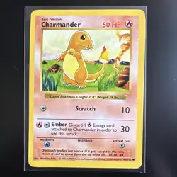 Charmander 046/102 Base Set (Shadowless) Regular Pokemon TCG - LP - Image 1