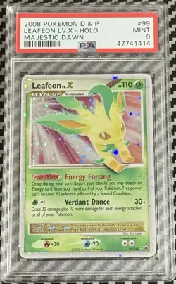 2008 Pokemon D&P Majestic Dawn # 99 Leafeon LV.X PSA 9 Card MINT Diamond & Pearl - Image 1
