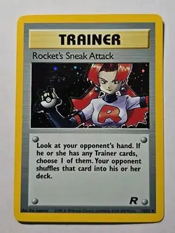 Rocket's Sneak Attack Trainer Pokemon Card Rare Holo Foil 16/82 NM! - Image 1