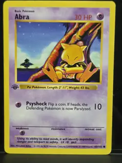 Abra 1st Edition Shadowless Base Set Unlimited Vintage Pokemon Card LP - Image 1