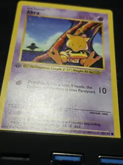 Abra 1st Edition Shadowless Base Set Unlimited Vintage Pokemon Card LP - Image 4