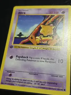Abra 1st Edition Shadowless Base Set Unlimited Vintage Pokemon Card LP - Image 5