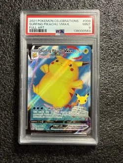 2021 Pokemon Celebrations #009 Surfing Pikachu VMAX PSA 9 - Image 1