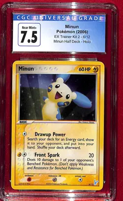CGC 7.5 2006 Pokemon Ex Trainer Kit 2 Minun Half Deck Minun #6 - Image 1