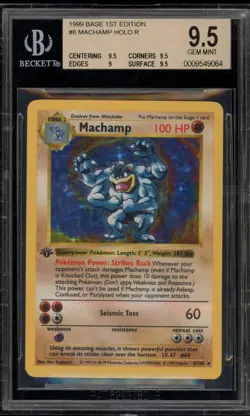 Pokemon Machamp Base Set Shadowless 1st Edition Holo Rare #8 BGS 9.5 - Image 1