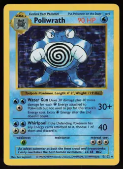Poliwrath 13/102 Shadowless Holo Rare Base Set Pokemon - Image 1