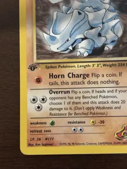 Pokemon TCG Blaine's Rhyhorn Gym Challenge 1st Edition Common 60 HP 65/132 - Image 2