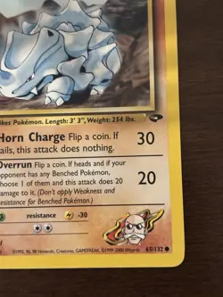 Pokemon TCG Blaine's Rhyhorn Gym Challenge 1st Edition Common 60 HP 65/132 - Image 5