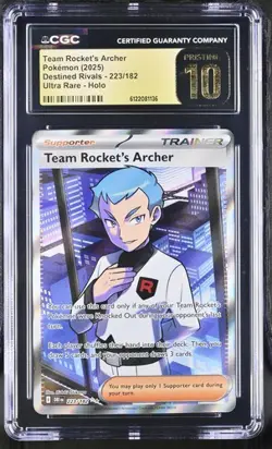 Team Rockets Archer *CGC PRISTINE 10* Ultra Rare *Destined Rivals* #223 *Pokemon - Image 1