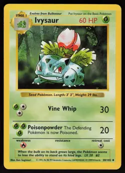 Ivysaur 30/102 Uncommon Base Set Shadowless Pokemon - Image 1