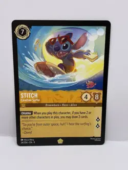 Disney Lorcana Fabled Legendary Stitch Carefree Surfer 24/204 Non Foil Mint - Image 1
