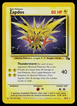 Pokemon Card - Zapdos Fossil 30/62 Rare - Image 1