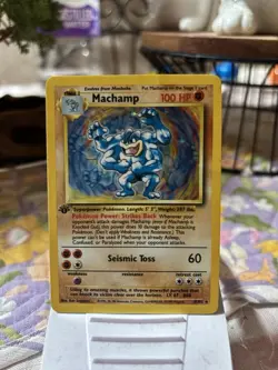 Pokemon Machamp Base Set 1st Edition Holo Rare 100 HP Wizards 1999 Card 8/102 - Image 1