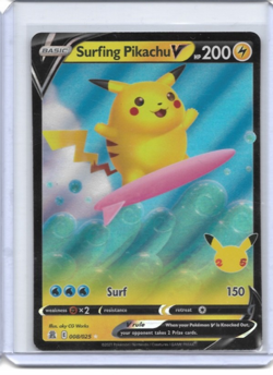 Surfing Pikachu V 008/025 Pokemon Celebrations Sword & Shield Rare Card NM - Image 1