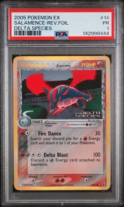 2005 POKEMON EX DELTA SPECIES #14 SALAMENCE-REVERSE FOIL PSA 1 - Image 1